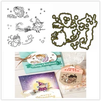 christmas witch metal cutting dies and clear stamps for diy scrapbooking photo album embossing paper card craft stencils dies