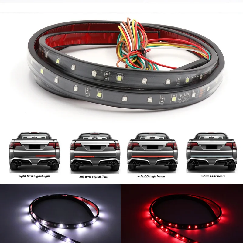 

48in 60in Truck Tailgate Turn Signal LED Light Bar Whtie Red Flexible LED Strip DRL Car Waterproof Reverse Brake Light