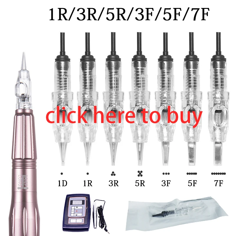 

20/200Pcs Agulha Easy Click Permanent Makeup Tattoo Needle Disposable Sterilized Cartridge Needle For 600D-G Tattoo Brow Machine