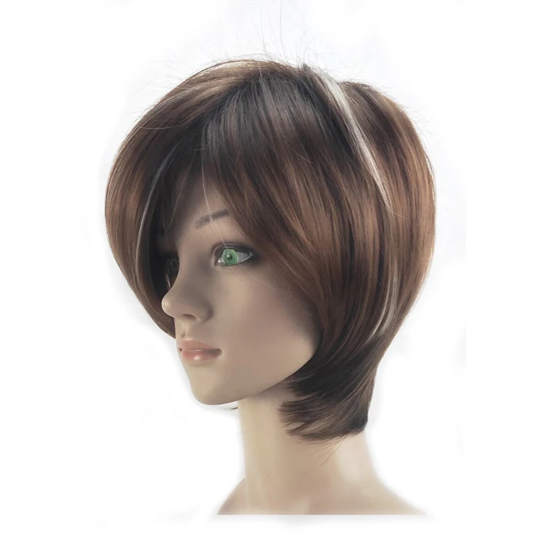 HAIRJOY женский парик из синтетических волос стрижка Боб в стиле Пикси с челкой блонд коричневый двойной цвет короткий парик