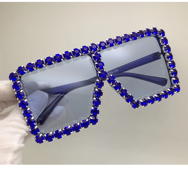 Большие Квадратные Солнцезащитные очки женские модные желтые синие Красные