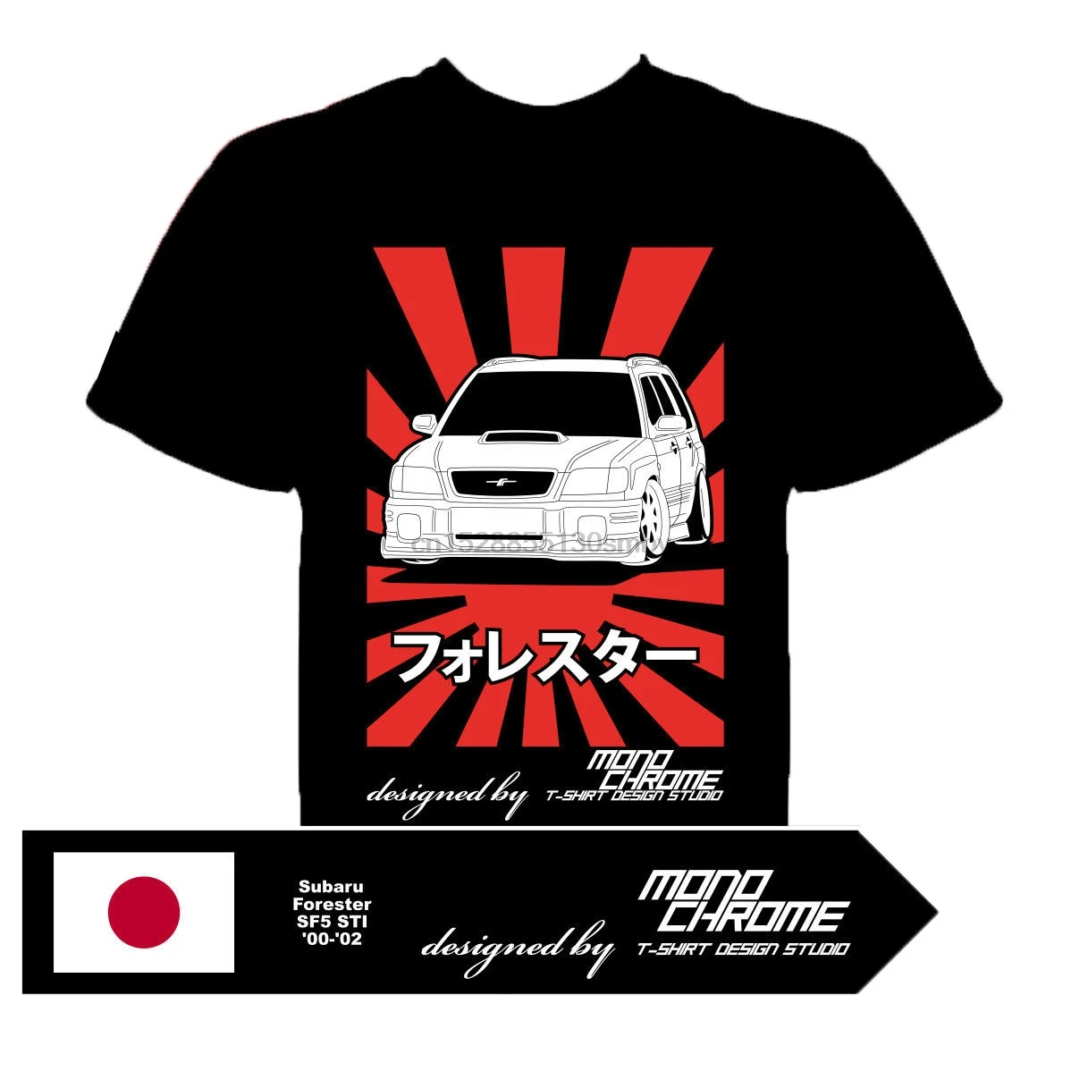 

Cotton Straight O-Neck T-shirt Forester SF5 Short Sleeve STI 00-02 100%