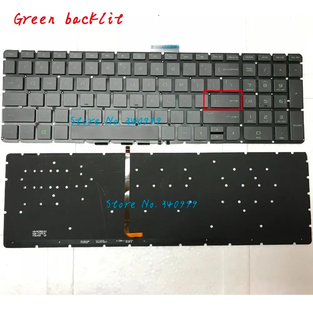 Новая клавиатура с зеленой подсветкой для HP PAVILION Gaming 15-AK 15-ak109nf 15-ak012tx 15-ak013tx 15-ak014tx