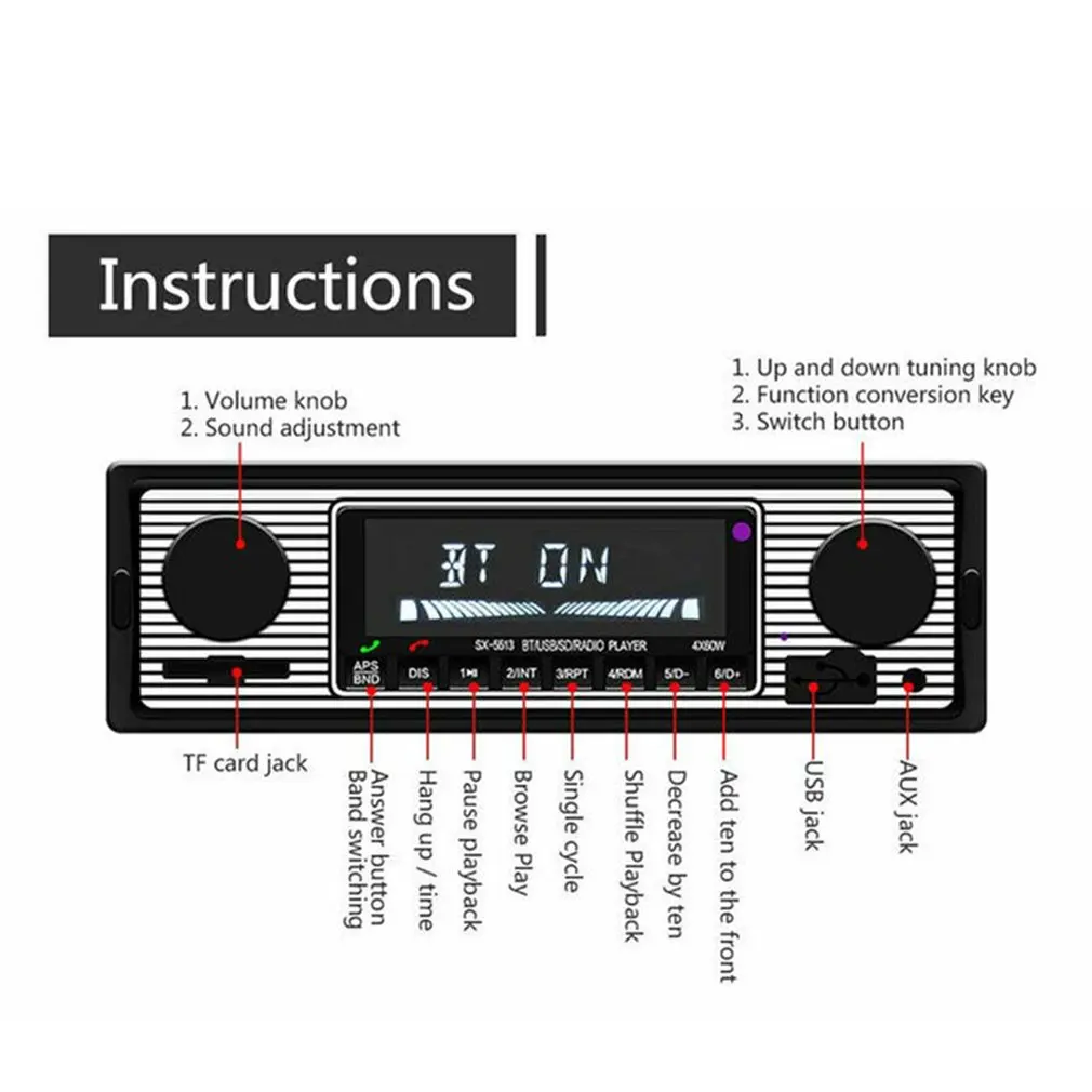 Bluetooth-совместимый FM-радиоприемник mp3-плеер стерео USB AUX Классическая