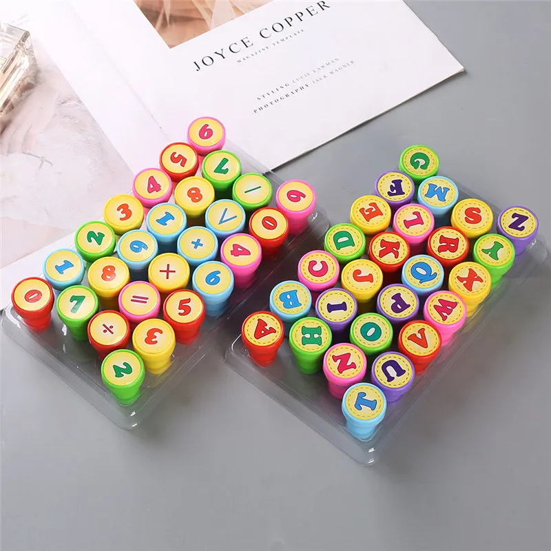 

Creative 26 Pcs/Set Letter Digital Children Stamps Toys DIY Colorful Cartoon Letter Digital Stamp Craft Education Learning Toys