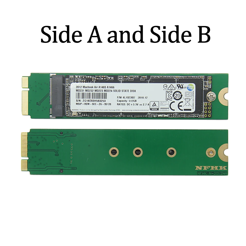 Новый 128 ГБ 256 512 1 ТБ SSD для 2012 Macbook Air A1465 A1466 Md231 Md232 Md223 Md224 твердотельный накопитель