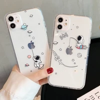 fashion astronaut transparent phone case for iphone 11 12 pro max 7 8 plus xr x xs max se 2020 mini protective soft cases cover