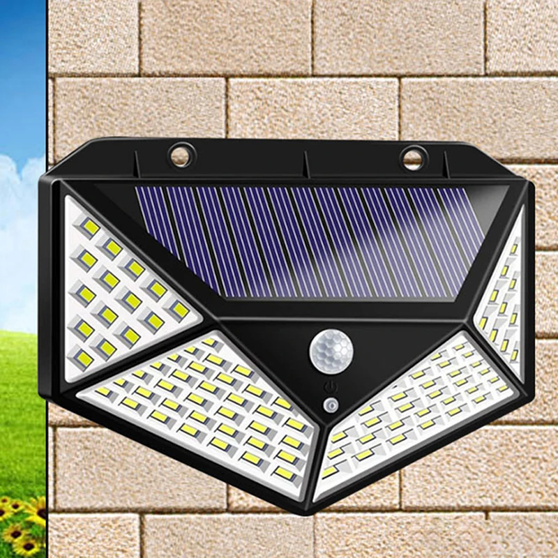 Уличный фонарь с датчиком движения на солнечной батарее 100 светодиодный |