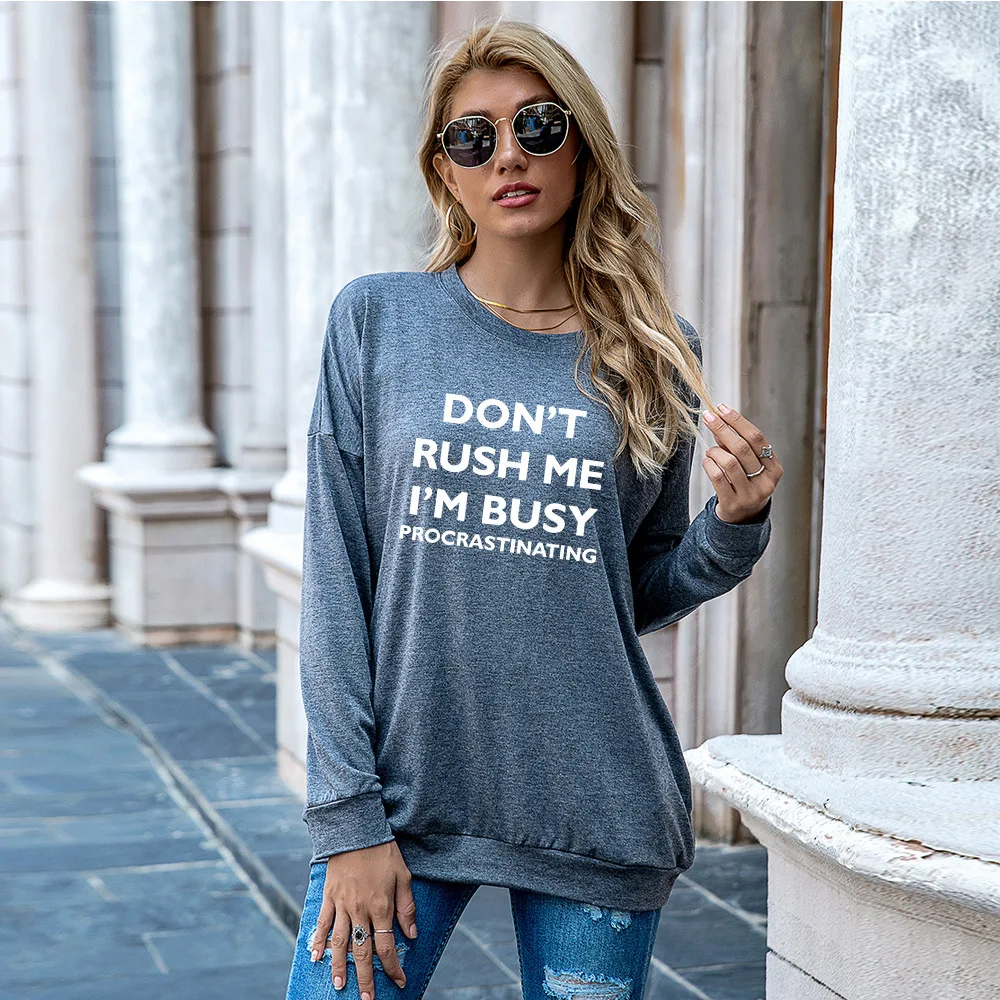 

JFUNCY Letter Print Long Sleeve T Shirt Women's Autumn Pullover Lady Loose Tee Shirts Female Tops Plus Size Woman Casual T-shirt