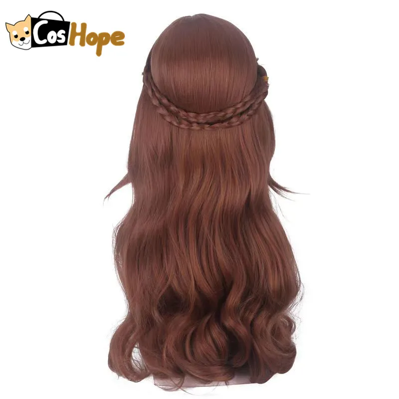 Анна косплей парик женщина 70 см длинный кудрявый коричневый аниме термостойкие