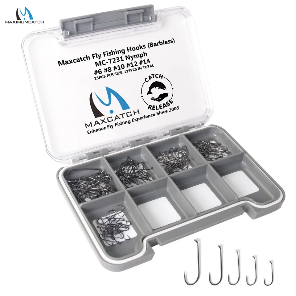 Maximumcatch 125 шт. 6 #8 #10 #12 #14 #16 #18 # Безразмерные рыболовные крючки для ловли