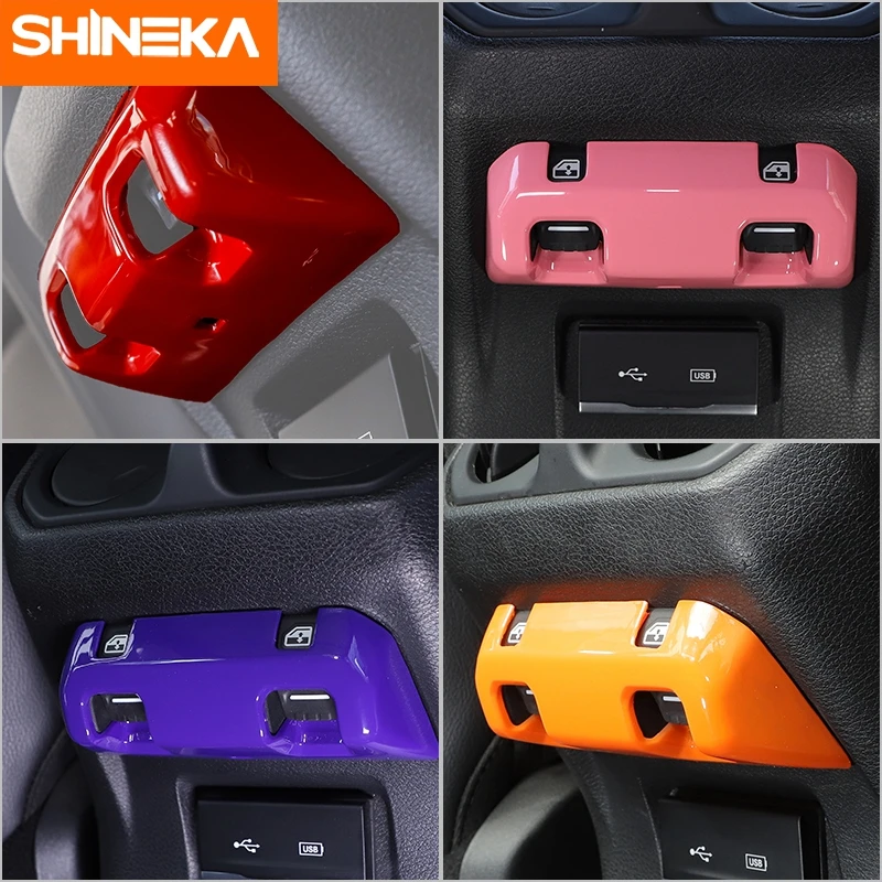 SHINEKA ABS Car Rear Seat Armrest Box Window Switch Button Decoration Cover For Jeep Gladiator JT Wrangler JL 2018-2022 | Автомобили и