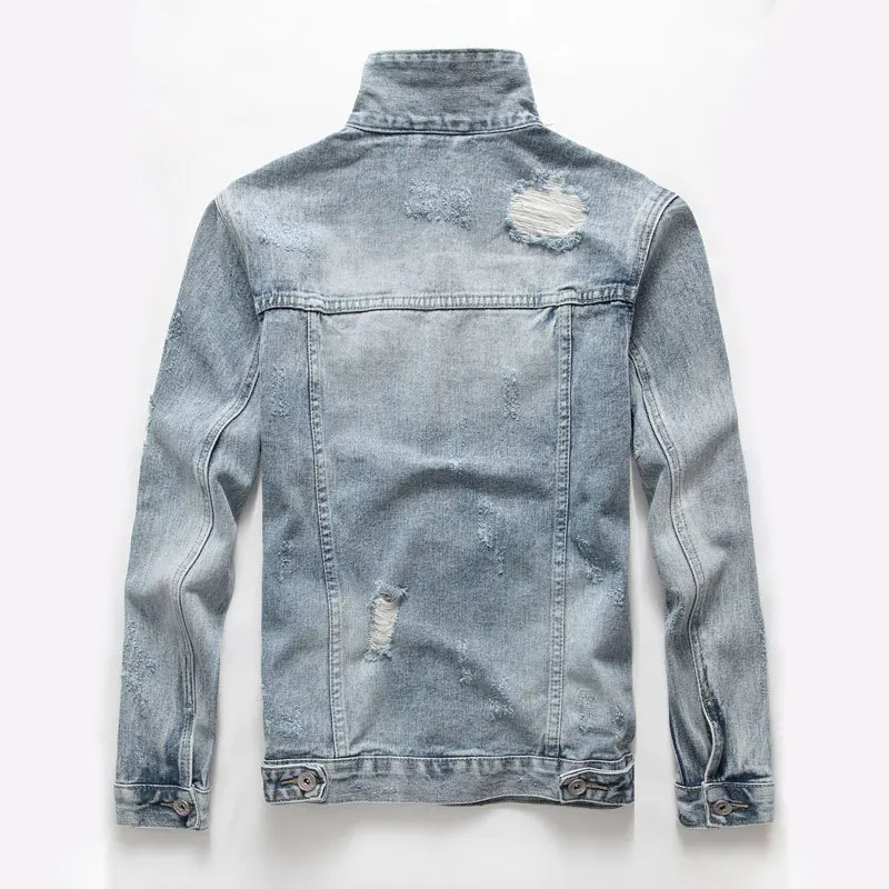 2020 New Hole Denim Jackests Fashion Embroidery Men Jackets Solid Turn-down Collar Cowboy Male Coat Clothes Jaqueta Masculina | Мужская