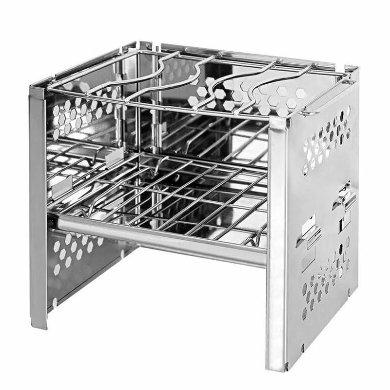 

Outdoor Grill Mini Charcoal Stove Folding Grill Outdoor Square Wood Stove Camping Folding Barbecue Equipment Cooking Supplies