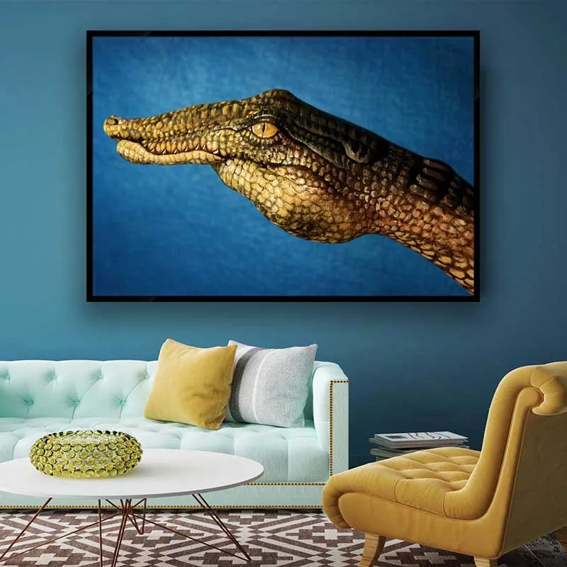 

Giclee hand graffiti crocodile wall art painting canvas print poster animal home decoration living room hotel