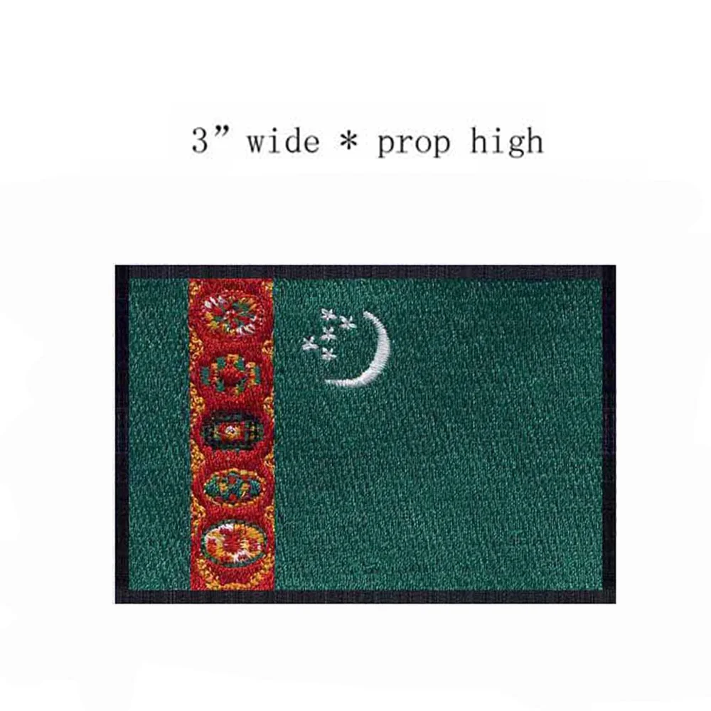 

Turkmenistan Embroidery Flag Of 3" Wide /Iron On Patches Kids/Ironing/Crafts