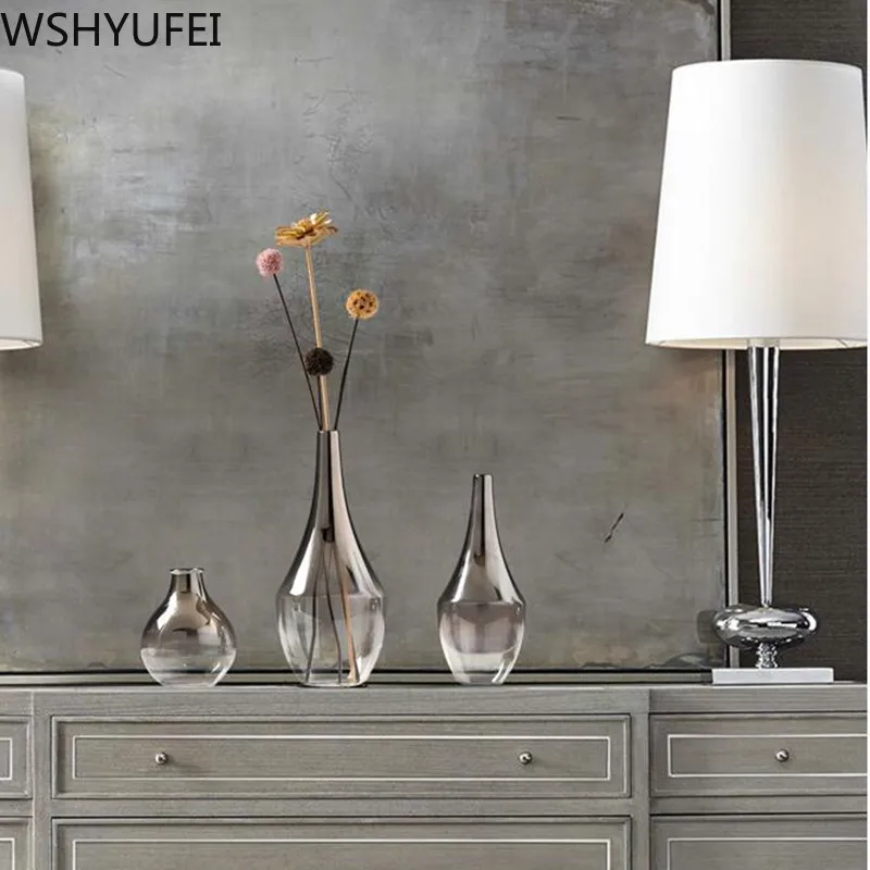 Новый стиль Маленькая свежая стеклянная ваза для гостиной Цветочная композиция