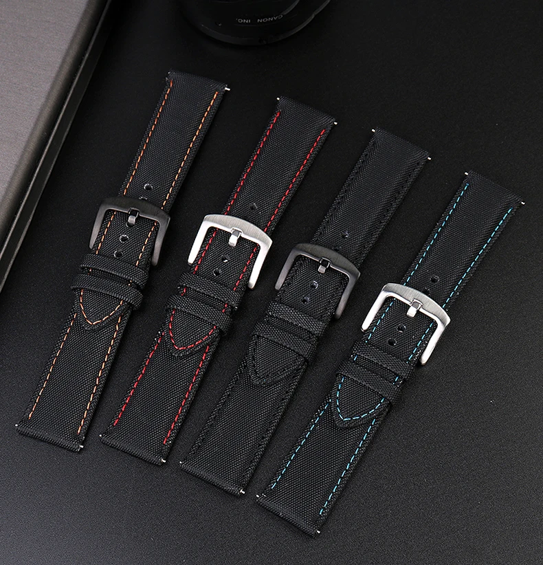 Fiber nylon Waterproof watchband with male white 20 21 22 23 mm Handmade Canvas Watchband Army Sport Watch Nylon Watchband Strap