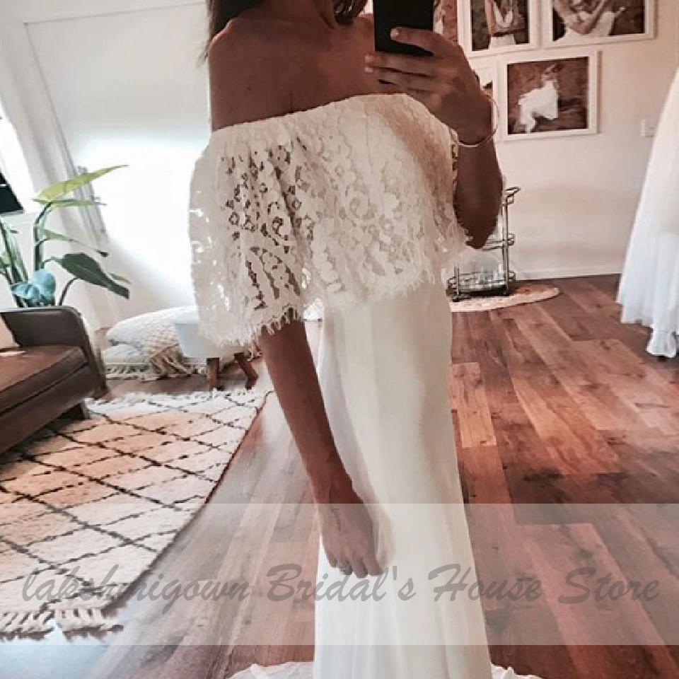 Lakshmigown вырез лодочкой Пляжное свадебное платье лето 2020 узкое на заказ Vestidos |