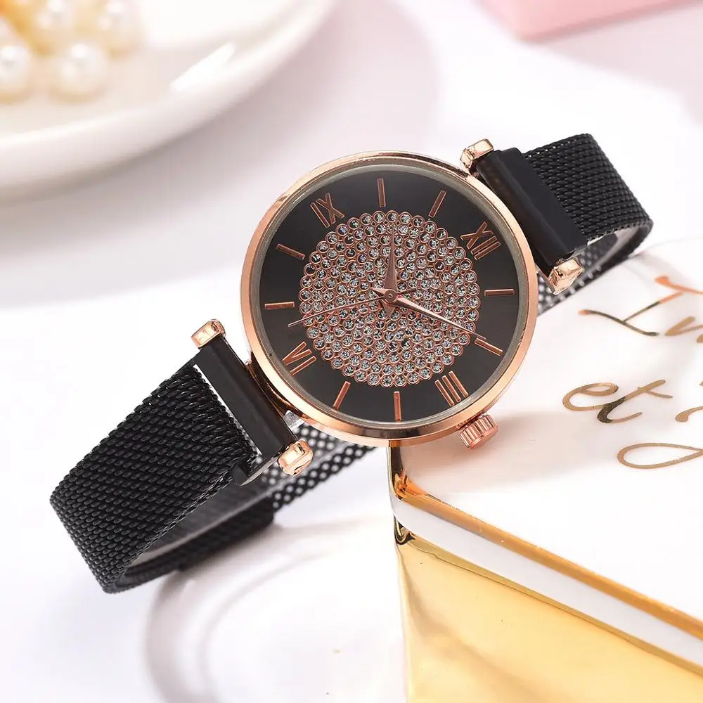 Новые Роскошные Алмазные женские модные красные часы кварцевые наручные для