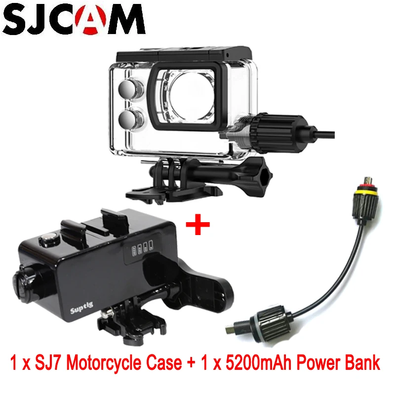 Option 2 SJCAM SJ7 мотоциклетный Водонепроницаемый чехол с зарядным кабелем для SJCAM SJ7 Star Action Sport camera для мотоциклетного шлема Sport - Цвет: Option 2