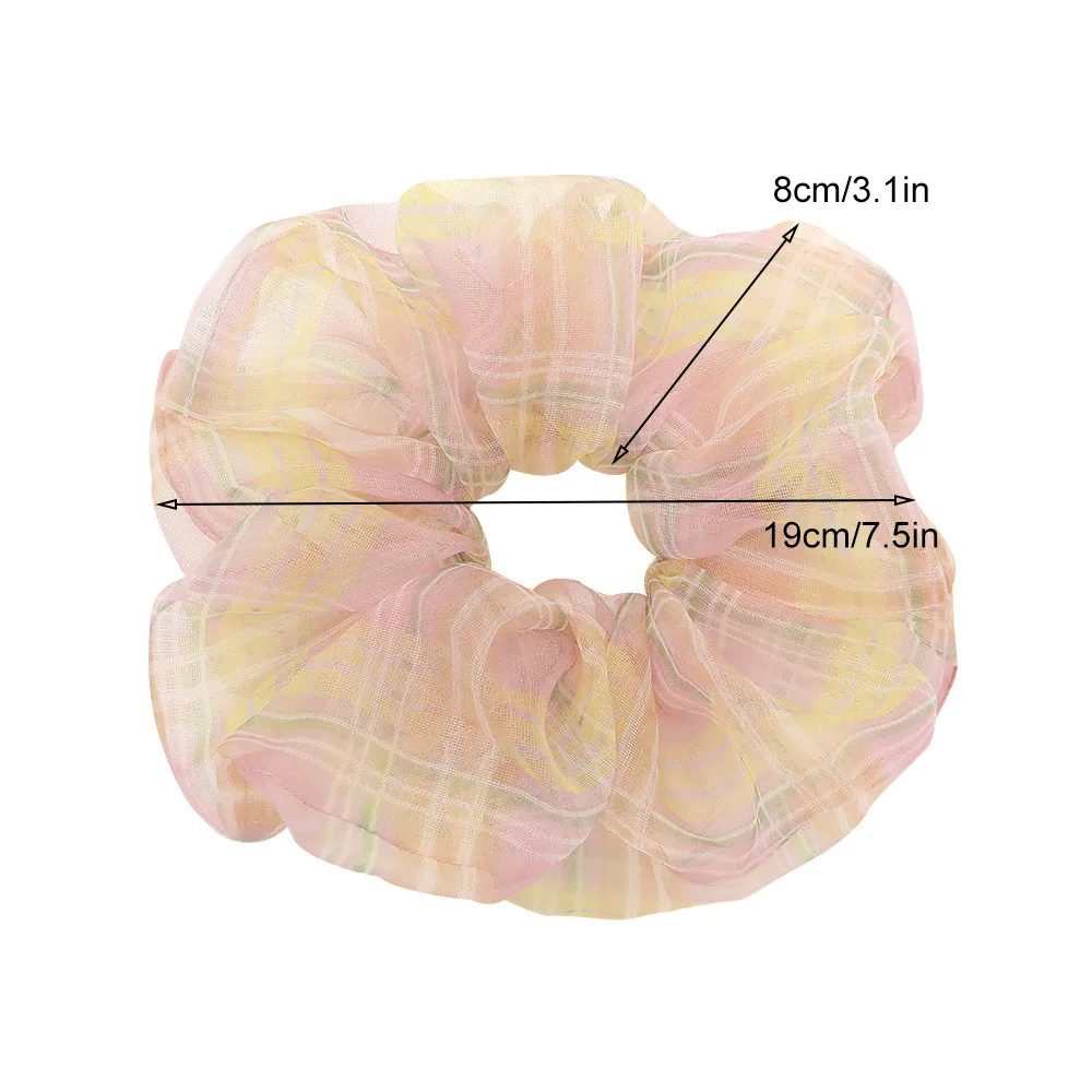 

Oversized Organza Hair Scrunchies Women Big Plaid Scrunchie Elastic Hair Bands Girls Headwear Rubber Hair Ties Ponytail Holder