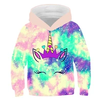 2021 Spring and Autumn New Boys and Girls Hooded Sweater Baby unicorn Style Hooded Cartoon Shirt loose coat Childrens Clothing