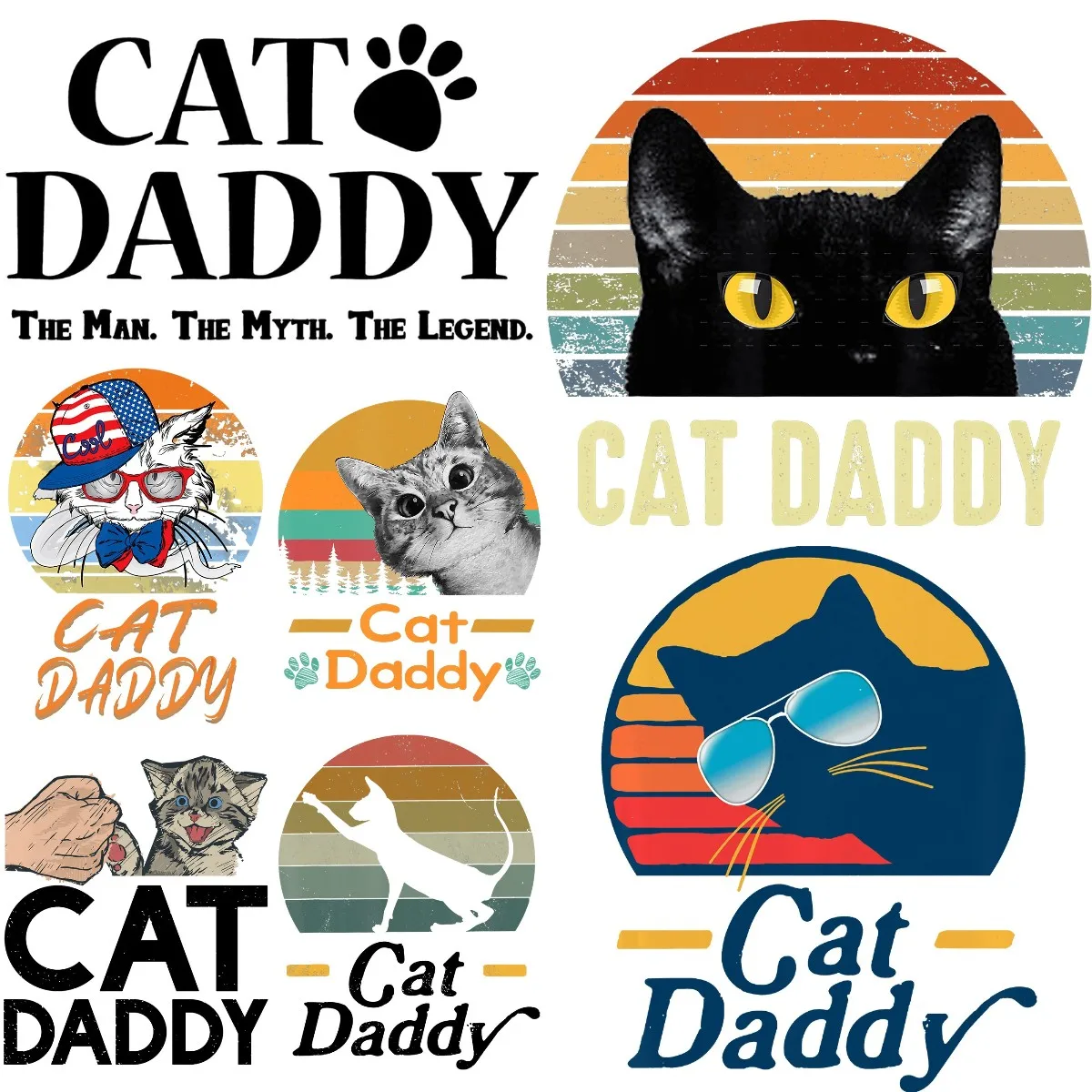 Нашивка с котом на День отца Термотрансферная наклейка для одежды модные нашивки