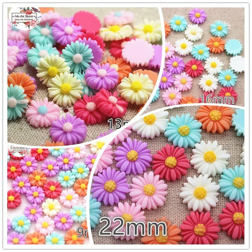 

9/13/16/22/26mm Mixed Color flower daisy resin flatback cabochon DIY jewelry phone decoration No Hole