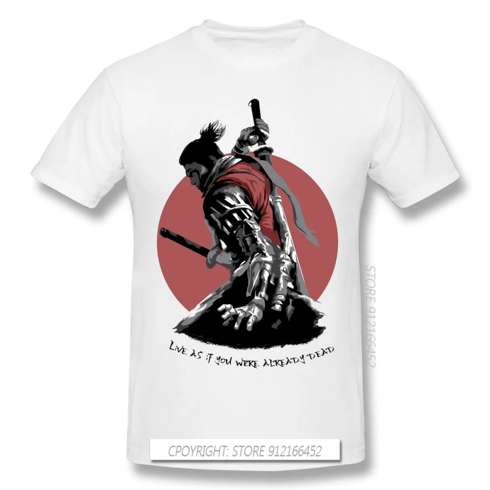 Cool Black TShirt Sekiro Shadows Die Twice Wolf Sengoku Kuro Game Homme T-Shirts Tee Pure Cotton Oversize Short Sleeve