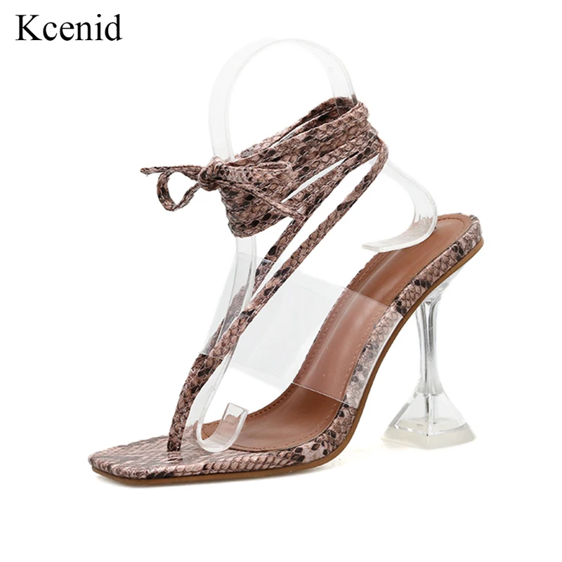 Сандалии гладиаторы Kcenid на прозрачном каблуке летняя обувь из прозрачного ПВХ
