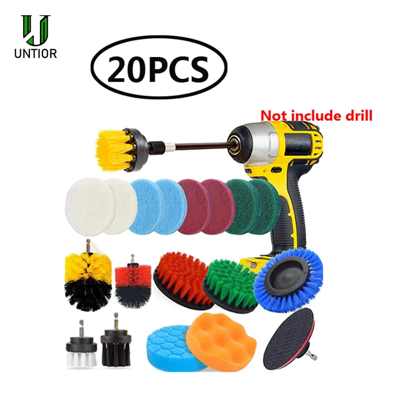 

UNITOR 20PCS/Set Power Cleaning Scrubber nylon Brush Attachment Kit with Extender for Bathroom Tub Shower Tile and Car