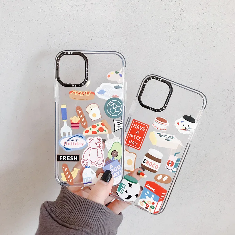 Korea Cake Food Drink Colorful Protector Phone Case for iPhone 11 Pro XS Max XR X 7 8 Plus Soft TPU Transparent Back Cover |