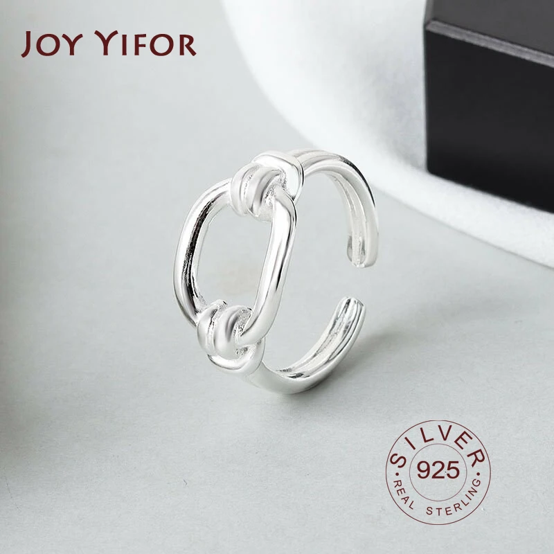 

925 Sterling Silver rings for women hollow out round Simple Minimalist Open Adjustable Finger Rings Fashion Band Female Bijoux