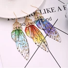 Серьги-крылья из прозрачной смолы ручной работы, стразы из фольги, бабочки, свадебные украшения для невесты Серьги Висячие романтические