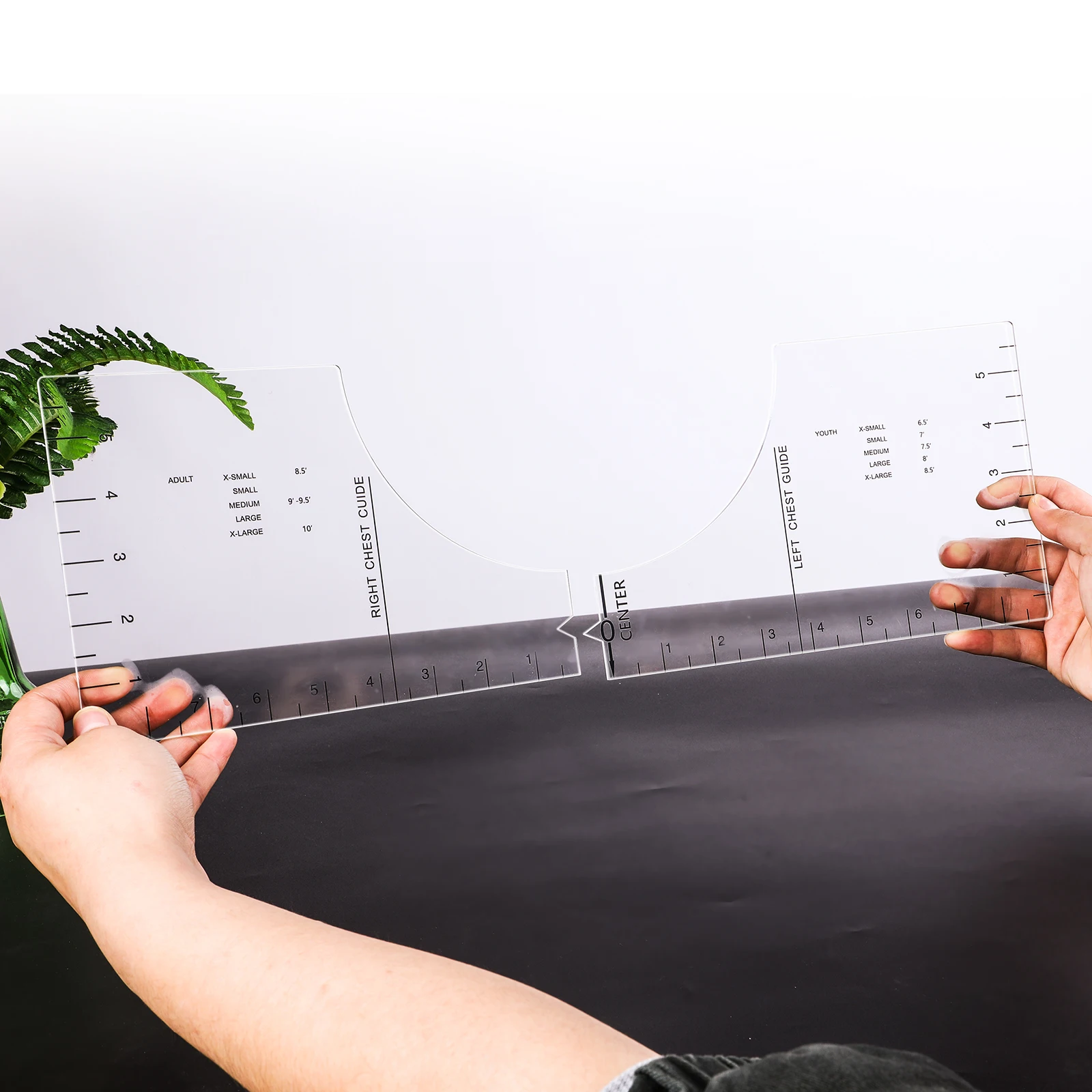 

Multifunctional Tailor Accessories Measuring Ruler 4PCS T-Shirt Alignment Ruler Guide Fabric DIY Chart Sewing Ruler Tool PVC