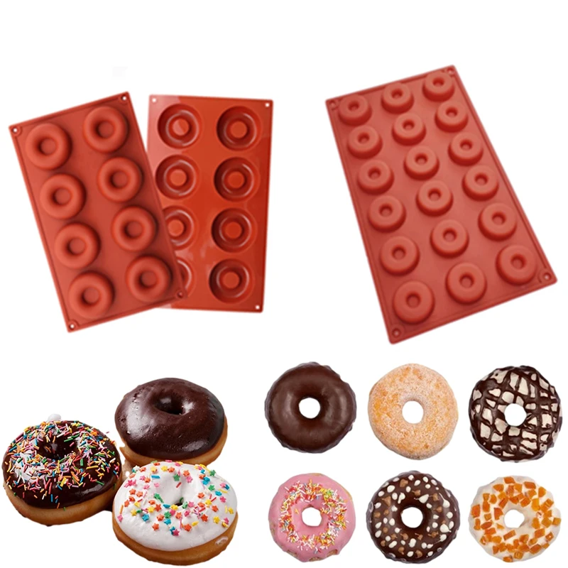 

8/18 Cavity Cake Donut Mold DIY Silicone Cookie Chocolate Muffin Maker Rings Dessert Decorating Tools Non-Stick Baking Tray