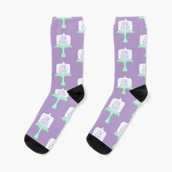 

Star Baker Great British Bake Off Desig Crew Socks Mens Knee High Ankle Women Best Black