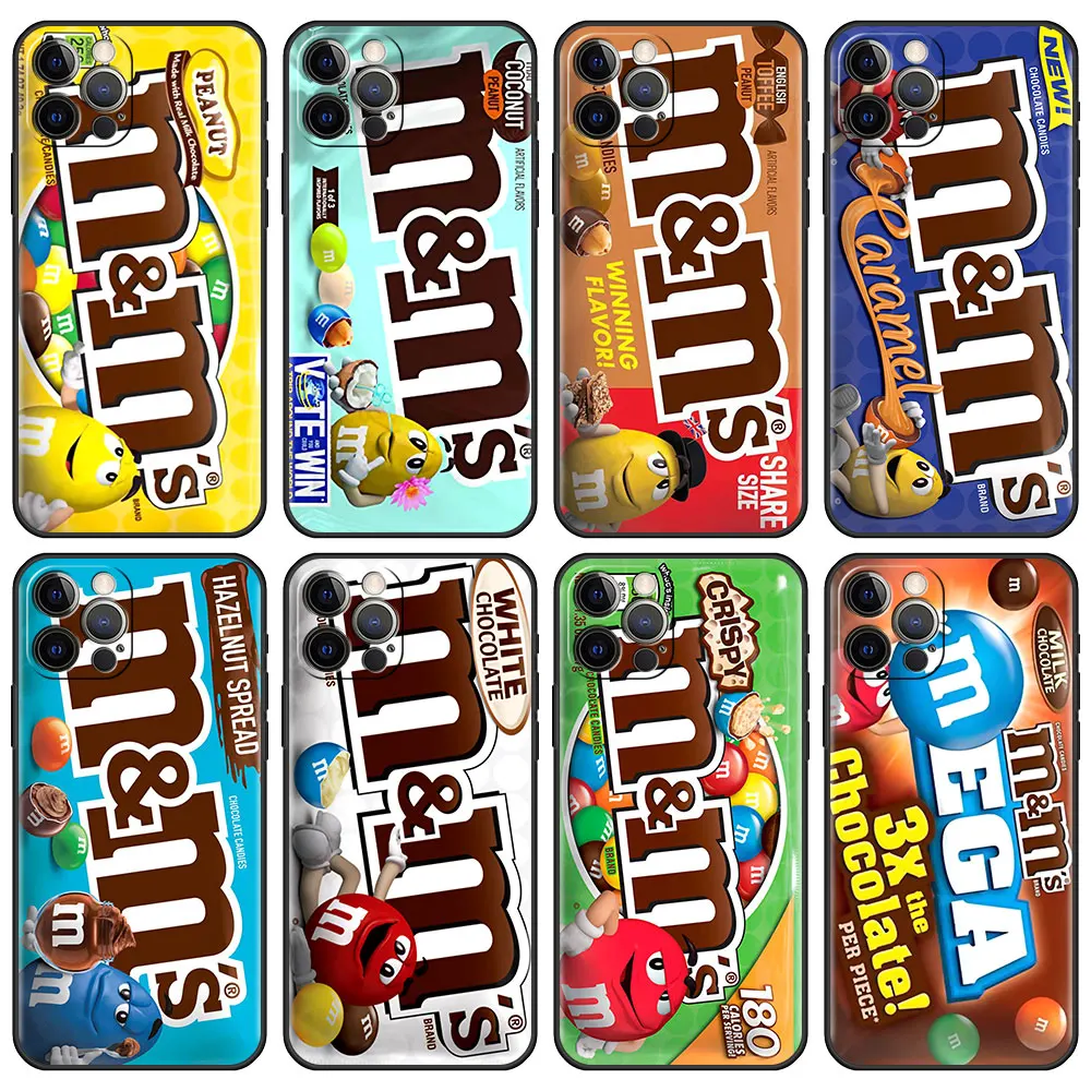 

Silicone Case Funda for Apple iPhone 13 12 Mini 11 Pro 7 XR X XS Max 6 6S 8 Plus 5 5S SE Soft Phone Cover M&M's Chocolate