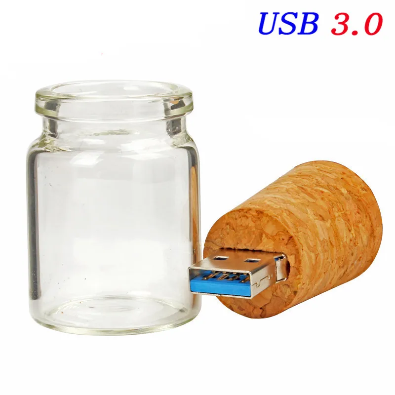 B JASTER USB 3,0 стеклянная бутылка с пробкой USB флеш-накопитель стеклянная бутылка Флешка 4 ГБ 8 ГБ 16 ГБ 32 ГБ 64 ГБ логотип на заказ - Цвет: B