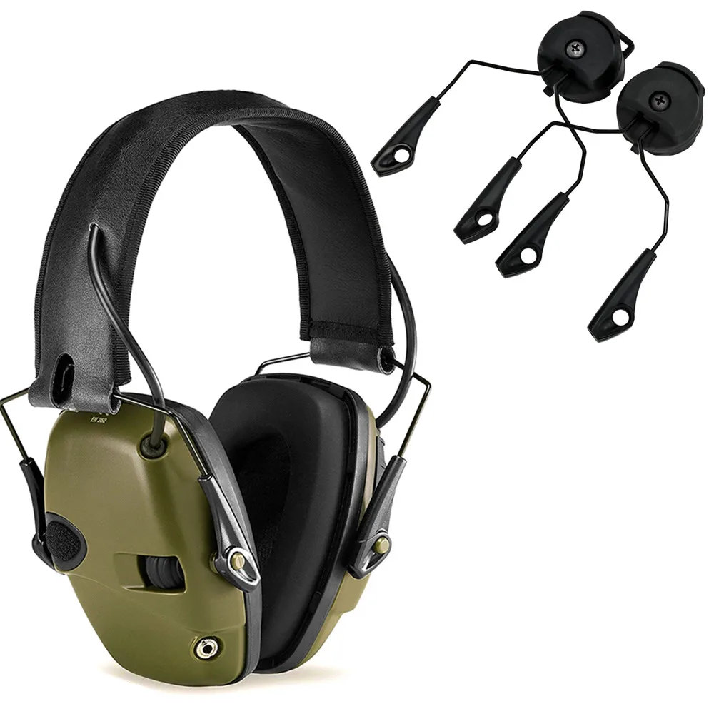 

Tactical Headset Electronic Shooting Earmuffs Anti-noise Hearing Protection Hunting Tactical Earmuffs+ARC Rail Bracket Adapter