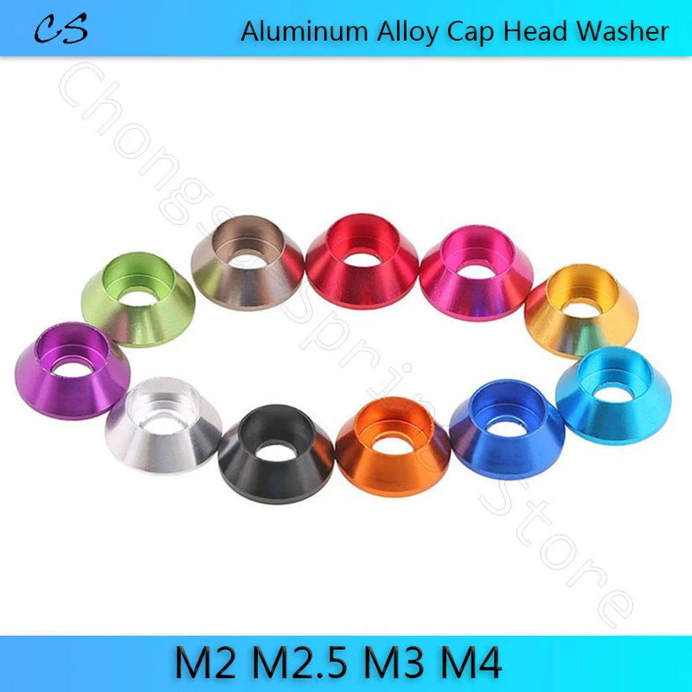 3/5/10pcs Aluminum Alloy Cap Head Washer Gasket M2 M2.5 M3 M4 Corlorful Aluminum Washer For Hex Socket Cap Head Screw RC Parts