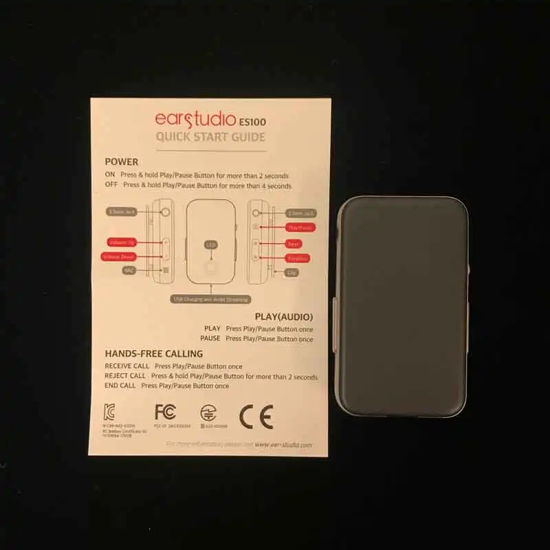 ES100 MK2 24 бит портативный Bluetooth-приемник высокого разрешения Earstudio | Электронные