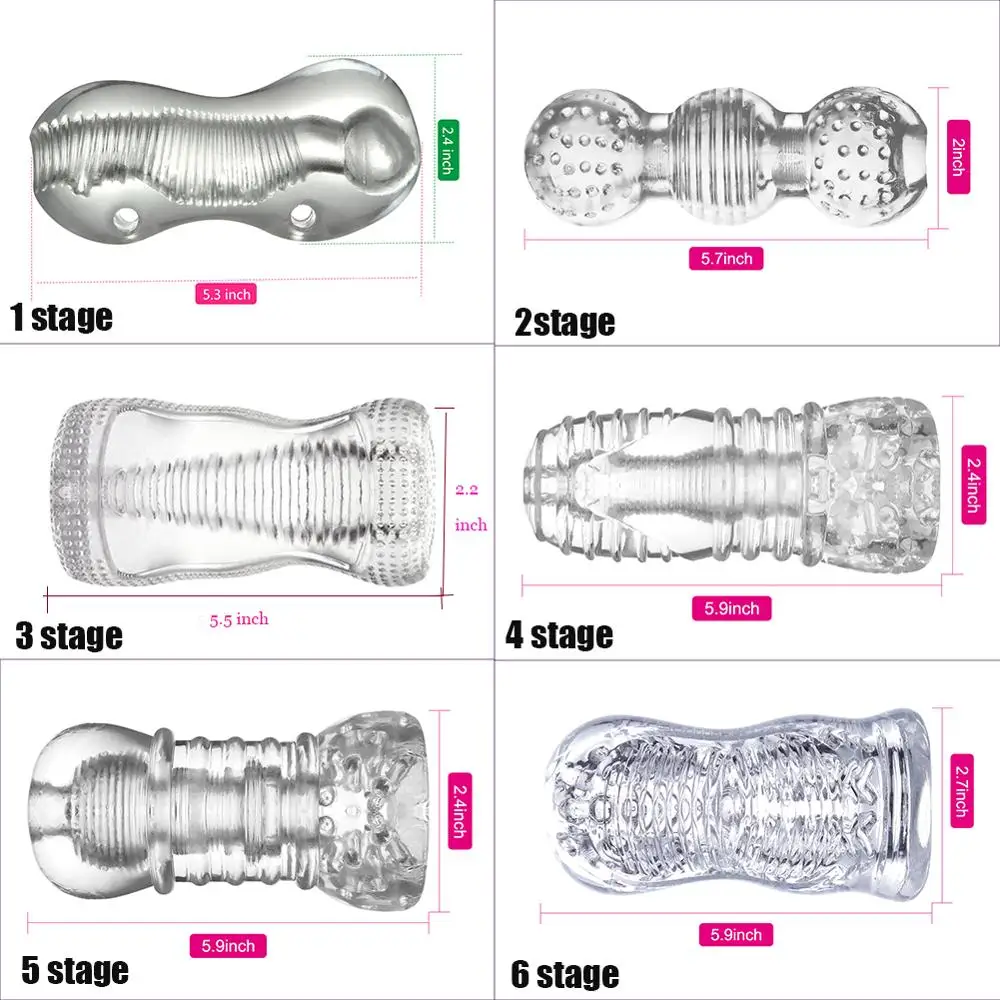 Прозрачный Мужской мастурбатор 6-ступенчатый тренажер для пениса интимные