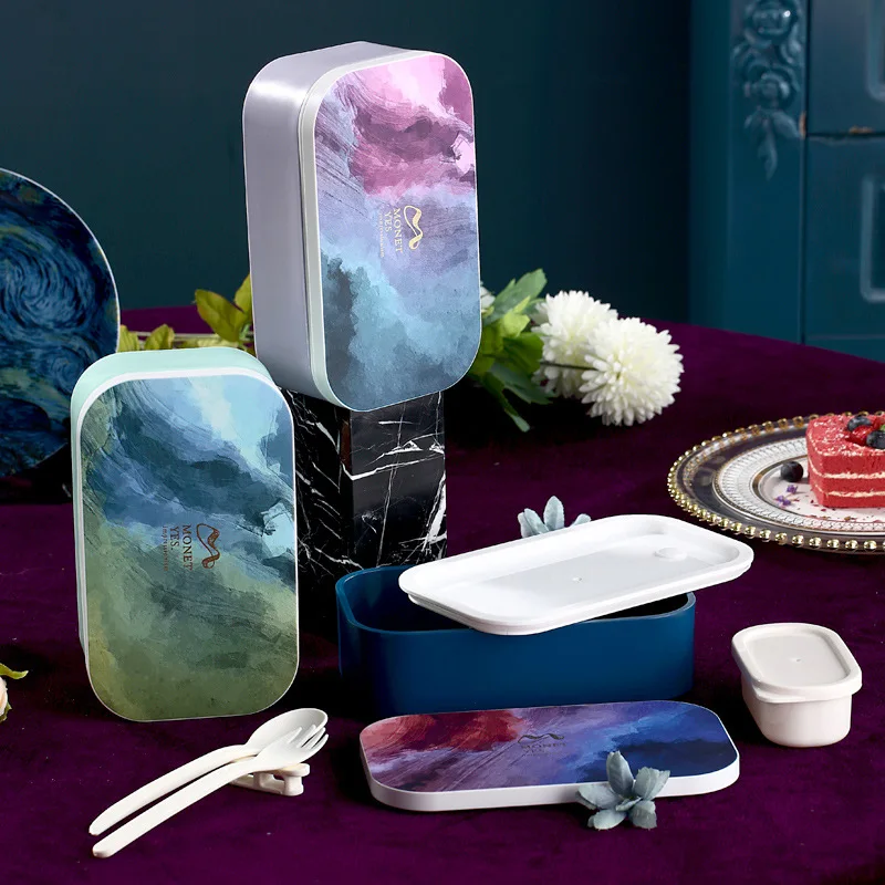 

Fashion Plastic Lunch Box Food Storage Box with Soup Bowl Microwaveable Lunch Box Japanese Bento Box Student