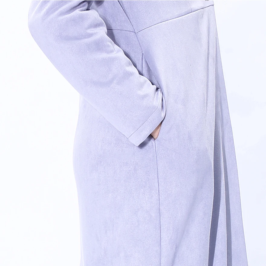 

Autumn Winter Faux Suede Trench Coat Women Elegant Windbreaker Long Coat Solid Color High Street Office Wear High Quality