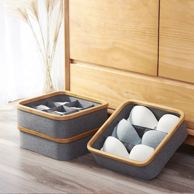 Бамбуковый органайзер для нижнего белья носков бюстгальтеров ящик хранения
