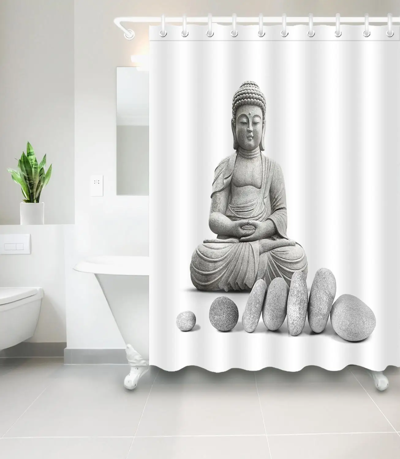 Занавеска для душа с китайской статуей Будды s Водонепроницаемая прочная