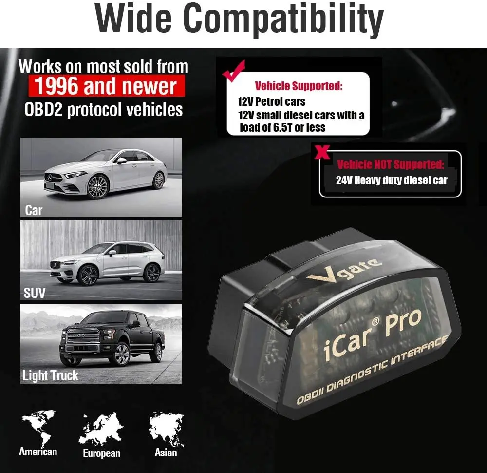 Vgate iCar Pro Bluetooth 4 0 (BLE) OBD2 считыватель кодов неисправностей OBDII Автомобильный сканер