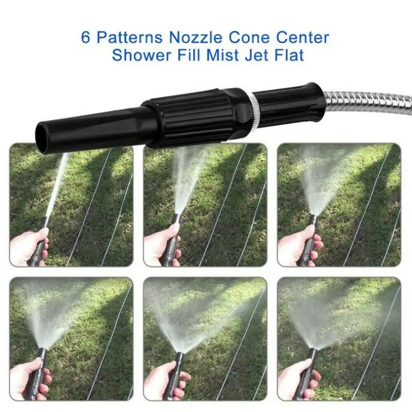 

Home Garden tools water pipe Stainless Steel Garden Hose Heavy Duty Metal Watering Hose Silver Water Hose Pipe Spray Nozzle pipe